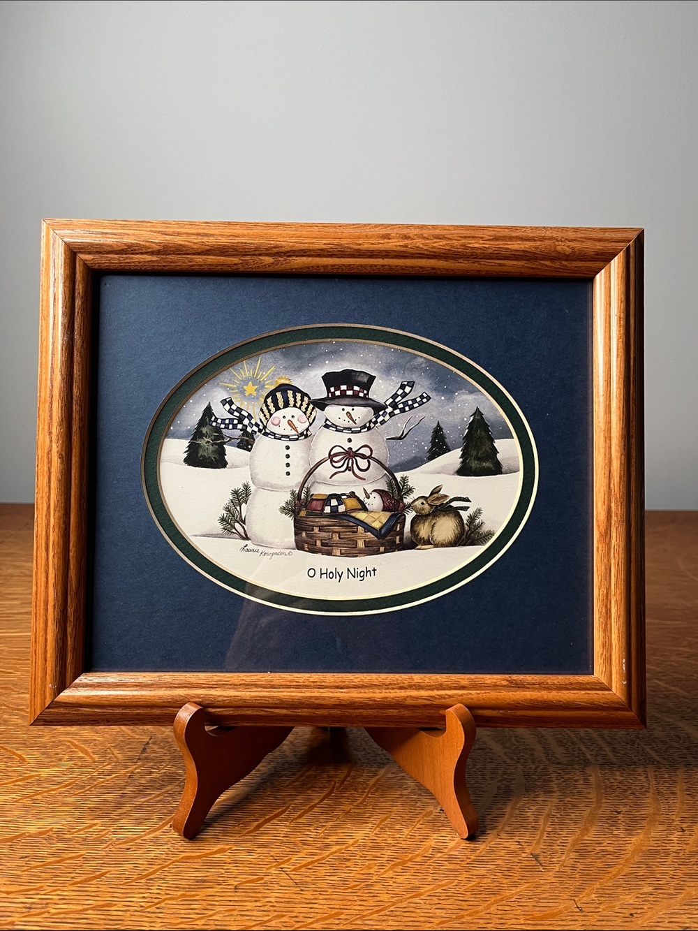 Laurie Korogaden "O Holy Night" Snowmen Framed Art Print